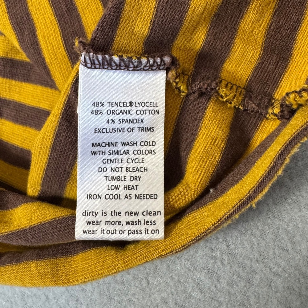 Toad&Co Striped Dress Size S Long Sleeve Organic Cotton Earthy Mustard Brown - Picture 5 of 10